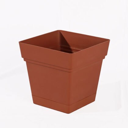 Square Plastic Pot – Brown