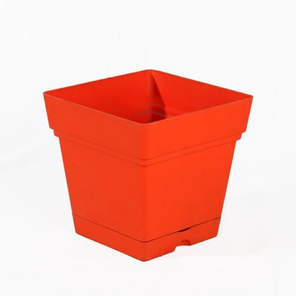 Square Plastic Pot – Red