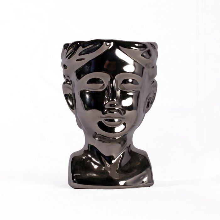 Small Silver Ceramic Pot